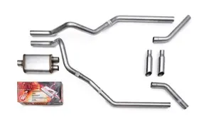Sdk207-st Magnum Exhaust All-stainless Cherry Bomb Salute Mandrel-bent Dual Truck Kit With Tips