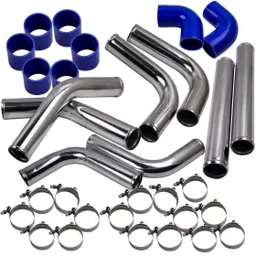 Wfvu5g Maxpeedingrods 2.5 Inch Universal Turbo Intercooler Piping Kit With Blue Couplers T-bolt Clamps