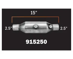 192551 Medallion Universal Catalytic Converter Epa Approved 2 1/2 Inch Inlet Oulet Specs 15 Long