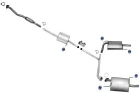 189911 Medallion Auto Parts Exhaust System Resonator Dual Mufflers For 2006-2007 Honda Accord 4dr Sedan 3.0