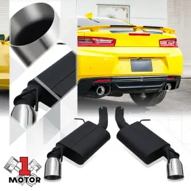 Mt1-210ruebc Motor-1 Pair Ss 4 Inch Tip Muffler Axle Back Exhaust System For 16-19 Chevy Camaro 6.2l