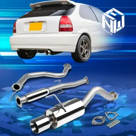 Npm40004 Newpoint Motor For 96-00 Honda Civic 3-dr Hb Ek Ej Em 4.5 Inch Muffler Tip Racing Catback Exhaust