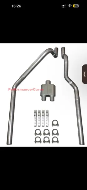 0003dakota725400notips Performance Curve 00-03 Dodge Dakota 3.9 4.7 5.9 Mandrel Bent Dual Exhaust With One Chamber Muffler