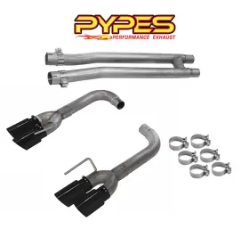 Sfm88msb Pypes Performance Exhaust 2018-2023 Mustang 5.0 Gt H-pipe And Black Quad Tip Axle Back System