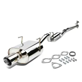 Spt-cat1229 Speedracingturbo 3.5 Inch Tip Stainless Steel Catback Muffler Exhaust Set For 01-05 Civic Lx/dx/hx