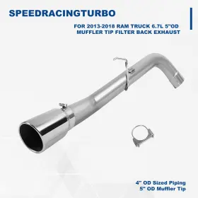 Spt-cat1329 Speedracingturbo 5 Inch Od Muffler Tip Filter Back Exhaust For 2013-2018 Ram 2500 3500 Truck 6.7l