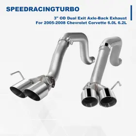 Spt-cat1428 Speedracingturbo 3 Inch Od Dual Exit Axle-back Exhaust For 2005-2008 Chevrolet Corvette 6.0l 6.2l