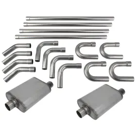 9100150 Speedway Motors 2.5 Inch Stainless Steel Dual Exhaust System Kit With Mufflers