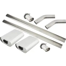 91607022 Speedway Motors Exhaust Kit 2 Perforated Tube Mufflers Oval 3 Inch