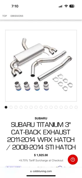 Tb6090-sb02b Subaru Cobb Titanium 3 Inch Cat-back Exhaust2011-2014 Wrx Hatch/ 2008-2014 Sti Hatch