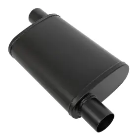 632502b Summit Racing Muffler Oval 2.50 Inch Offset Inlet Outlet 409 Ss Black Each