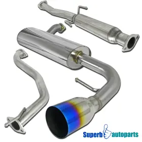 Superbautoparts 841808104961 Fits 1988-1991 Honda Civic 2dr Hatchback Exhaust System Burnt Rainbow Tip 88-91