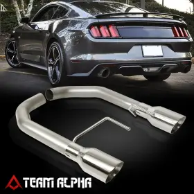Team-alpha Tma-cbemufm1523l Fits 2015-2017 Mustang Ecoboost 4 Inch Beveled Tip Dual Muffler Axle Back Exhaust