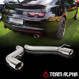 Tma-l2661ccumebc Team-alpha Fits 2016-2020 Camaro 6.2 4 Inch Beveled Tip Dual Split Muffler Axle Back Exhaust