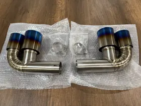 Titanium-997-bypass-4 Top Speed Pro-1 Brand New Porsche 911 Titanium Muffler Bypass Pipes Quad Tip