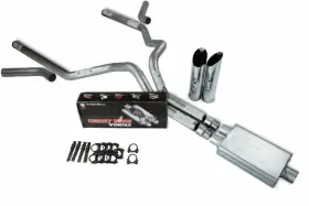M3ddr1925cbvs318355 Truck Exhaust Kits Dodge Ram 1500 19-25 3 Inch Dual Cherry Bomb Vortex Slash Tips Corner E