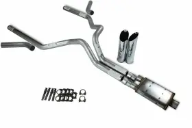 M3dff2125fl2sw18355 Truck Exhaust Kits Ford F150 21-25 3 Inch Dual Stainless Muffler Slash Tip Corner