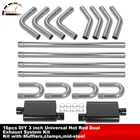 16PCS Diy 3" Hot Rod Mild Steel Dual Exhaust System Kit With Mufflers & Clamps New. Price: $346.81.